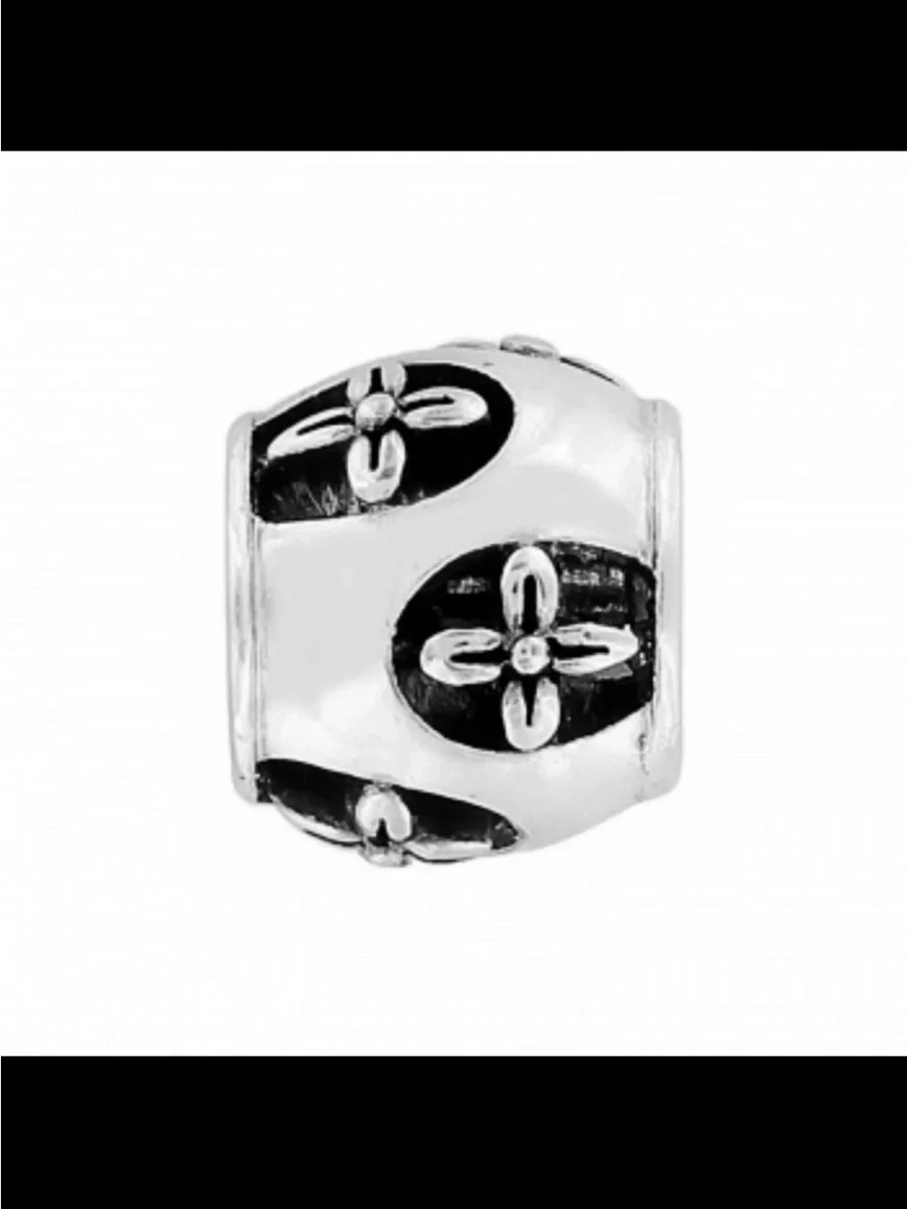 NWOT Brighton Jardine  charm Sterling Silver Floral Spacer Bead - Black & Silver